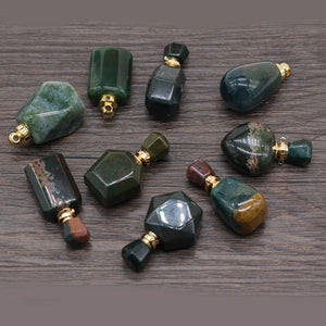 Natural Stone Perfume Bottle Pendant Indian Agates DIY Necklace Accessory