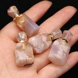 Hot Natural Stone Perfume Bottle Pendant Irregular Sakure Agates