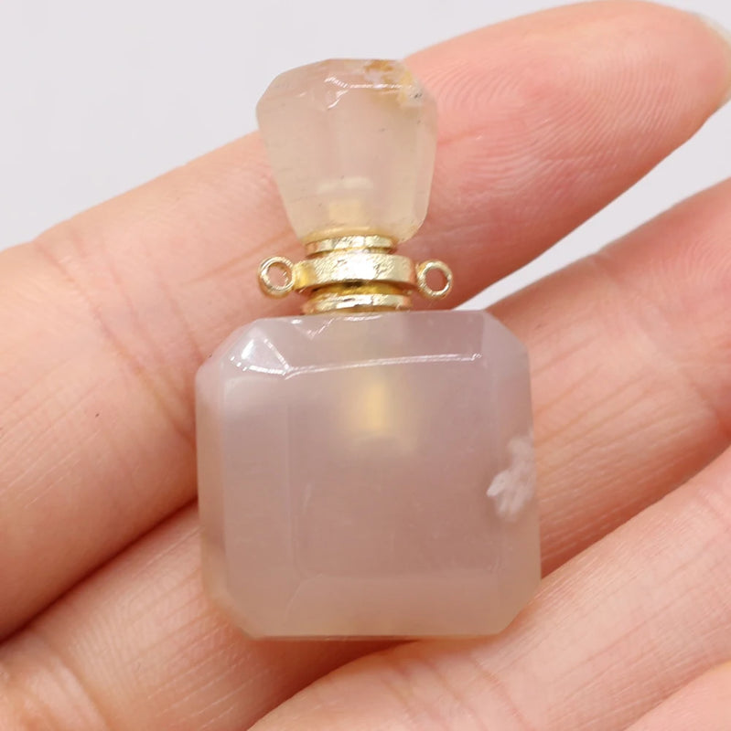 Hot Natural Stone Perfume Bottle Pendant Irregular Sakure Agates