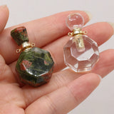 Natural Stone Perfume Bottle Pendant Semi-Precious Charm DIY Necklace Accessory