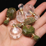 Natural Stone Perfume Bottle Pendant Semi-Precious Charm DIY Necklace Accessory