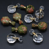 Natural Stone Perfume Bottle Pendant Semi-Precious Charm DIY Necklace Accessory