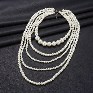 Long Layered Pearl Neckchain for Women Party Jewelry