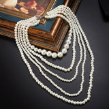Long Layered Pearl Neckchain for Women Party Jewelry