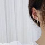 Butterfly Wing Earrings 14k Real Pearl Chain Zircon Stud Jewellery