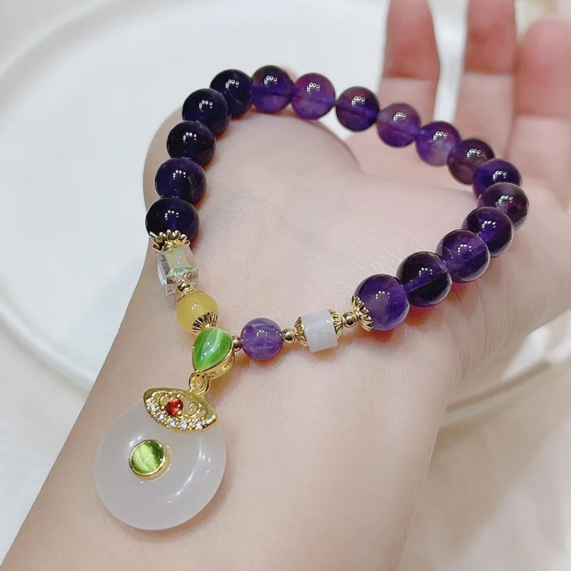 Vintage Natural Amethyst Beaded Bracelet
