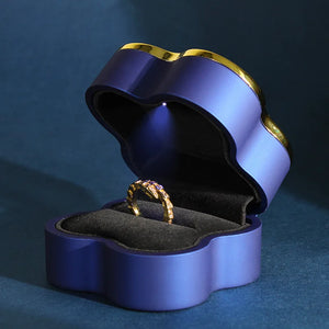 LED Light Jewelry Box Engagement Wedding Ring Storage Case