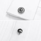Enamel&Pearl Flower Cufflink and Studs Set with LOGO