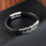 Stainless Steel Beads Punk Leather Bracelets for Men
