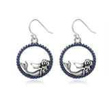 Sterling Silver Mermaid Earrings Zircon Drop Women's Fine Jewel