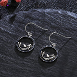 Sterling Silver Mermaid Earrings Zircon Drop Women's Fine Jewel