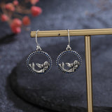 Sterling Silver Mermaid Earrings Zircon Drop Women's Fine Jewel