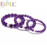 Natural Amethyst Purple Quartz Crystal Bracelet for Men Women