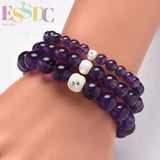 Natural Amethyst Purple Quartz Crystal Bracelet for Men Women