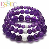 Natural Amethyst Purple Quartz Crystal Bracelet for Men Women