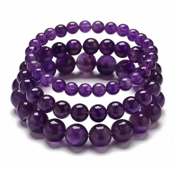 Natural Amethyst Purple Quartz Crystal Bracelet for Men Women