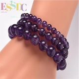 Natural Amethyst Purple Quartz Crystal Bracelet for Men Women