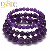 Natural Amethyst Purple Quartz Crystal Bracelet for Men Women