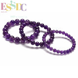 Natural Amethyst Purple Quartz Crystal Bracelet for Men Women