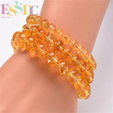 Natural Citrine Yellow Crystal Circle Bracelet for Men Women