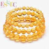 Natural Citrine Yellow Crystal Circle Bracelet for Men Women