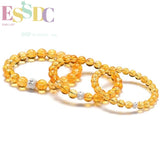 Natural Citrine Yellow Crystal Circle Bracelet for Men Women