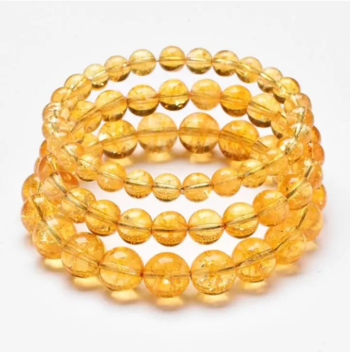 Natural Citrine Yellow Crystal Circle Bracelet for Men Women