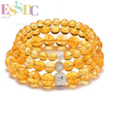 Natural Citrine Yellow Crystal Circle Bracelet for Men Women