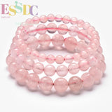 Natural Pink Crystal Rose Quartz Single Circle Bracelet Men Women