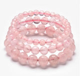 Natural Pink Crystal Rose Quartz Single Circle Bracelet Men Women