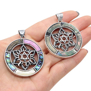 Natural Shell Round Pendant Charms DIY Necklace Accessory