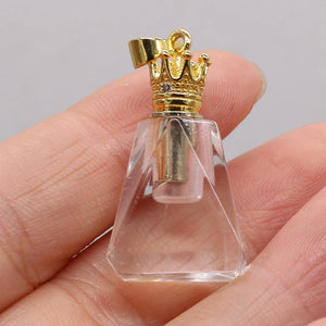 Natural Stone Perfume Bottle Clear Quartz Pendant for Jewelry Making