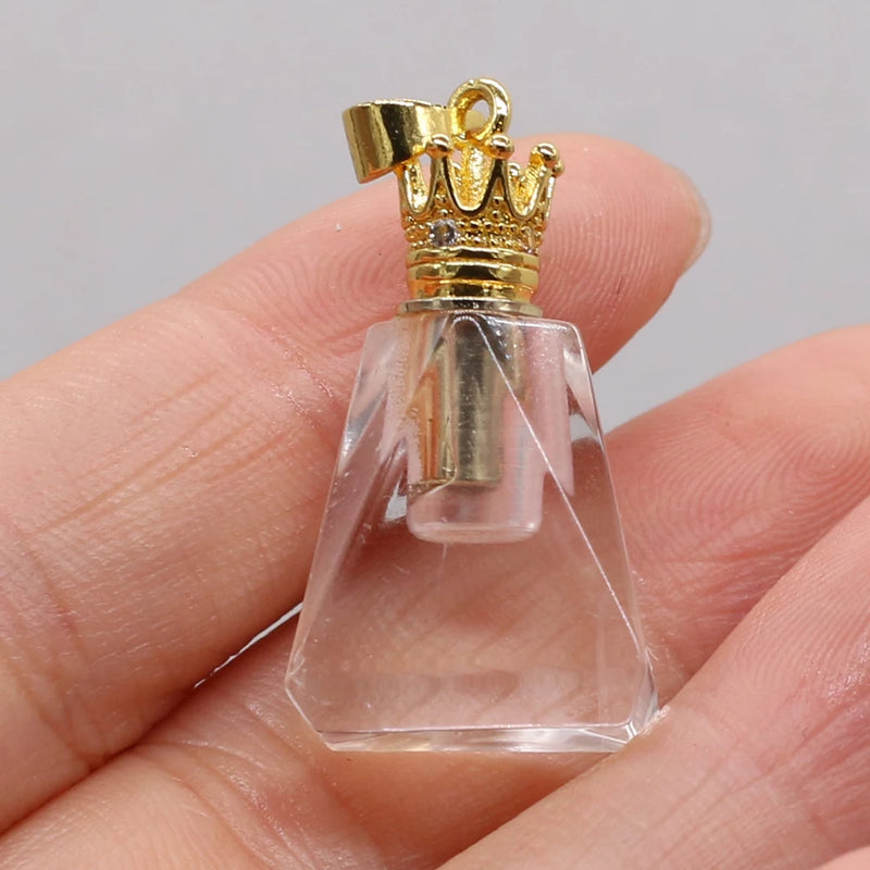 Natural Stone Perfume Bottle Clear Quartz Pendant for Jewelry Making