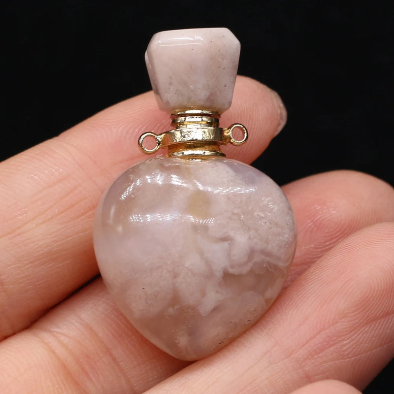 Natural Stone Perfume Bottle Pendant Fluorite/Sakure Agates