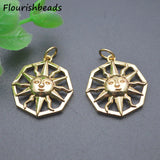 Nickel Anti Rust Geometric Sun Moon Face Charms 20pc