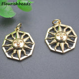 Nickel Anti Rust Geometric Sun Moon Face Charms 20pc