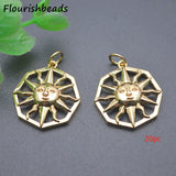 Nickel Anti Rust Geometric Sun Moon Face Charms 20pc