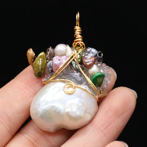 Pendant Natural Freshwater Pearl Winding Stone DIY Jewelry Making