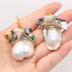Pendant Natural Freshwater Pearl Winding Stone DIY Jewelry Making