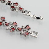 Red Garnet Silver Bracelet Health Jewelry For Women