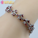 Red Garnet Silver Bracelet Health Jewelry For Women