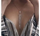 Sexy Leaf Charm Y Shape Long Necklace for Women Lady Tiny Chain Wedding Necklace
