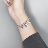 Smiling Face Charms Beads Bracelet Bangles Thai Silver Jewelry