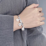 Smiling Face Charms Beads Bracelet Bangles Thai Silver Jewelry