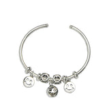 Smiling Face Charms Beads Bracelet Bangles Thai Silver Jewelry