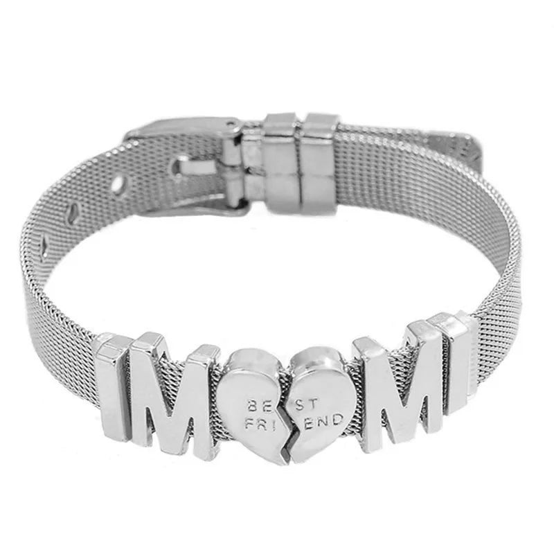 Stainless Steel Mesh Bracelet With Slide Beads, Mother's Gift