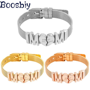 Stainless Steel Mesh Bracelet With Slide Beads, Mother's Gift