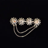 Copper Corsage Zircon Tassel Flower Brooch