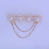 Copper Corsage Zircon Tassel Flower Brooch