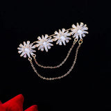 Copper Corsage Zircon Tassel Flower Brooch